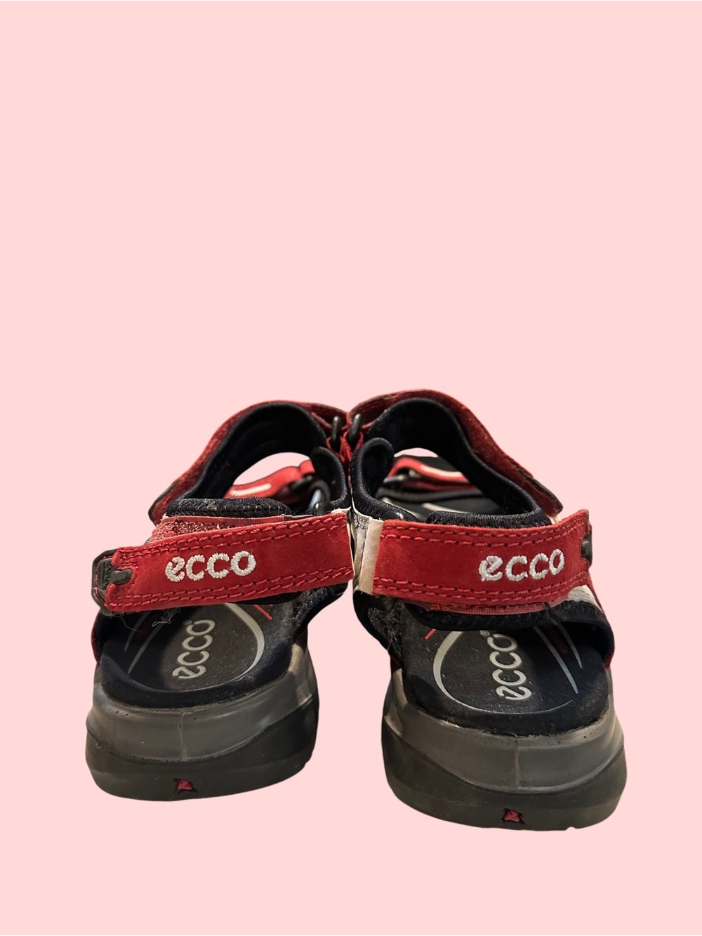 Ecco Red and White Open-Toe Adjustable Sandals - Picture 5 of 8